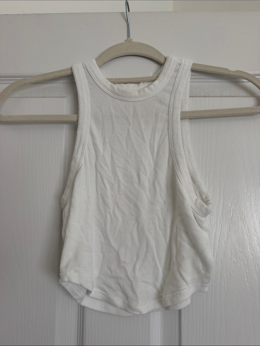 lululemon athletica White Ribbed Cropped Tank